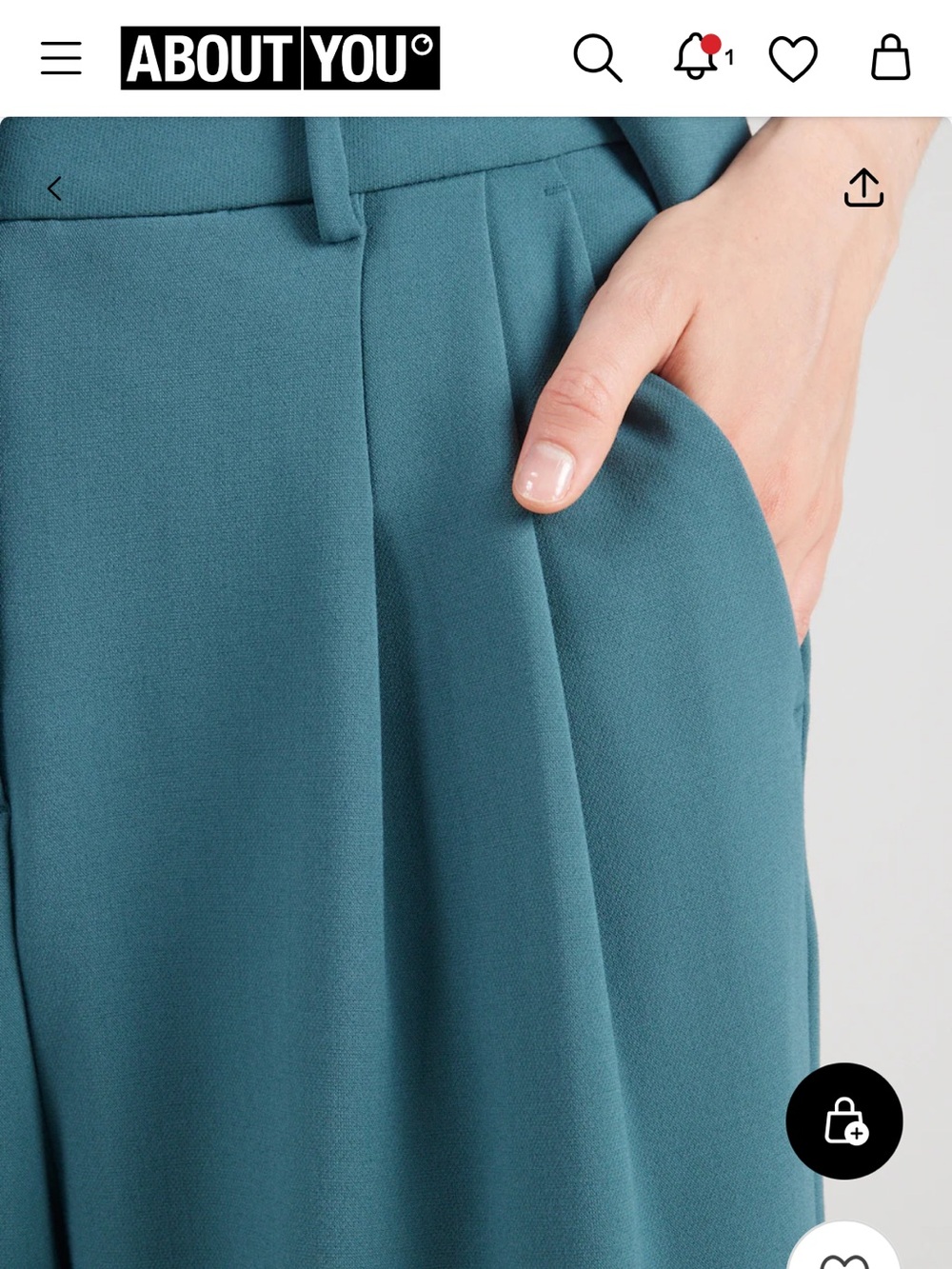 High-Waist Wide-Leg Trousers in Teal - Picture 3 of 11